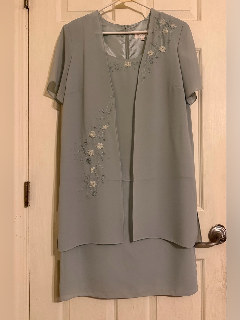 Studio I Light Sage Embroidered Midi Dress Set